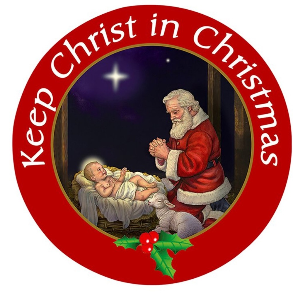 Set of 2 Adoring Santa Keep Christ in Christmas inspirational car fridge magnet